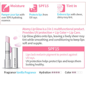 GASHINA STORY Atomy Lip Glow pink swatches on skin showing buildable color and hydration