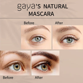Gaya Cosmetics mascara applied to lashes during makeup routine showing lift and length