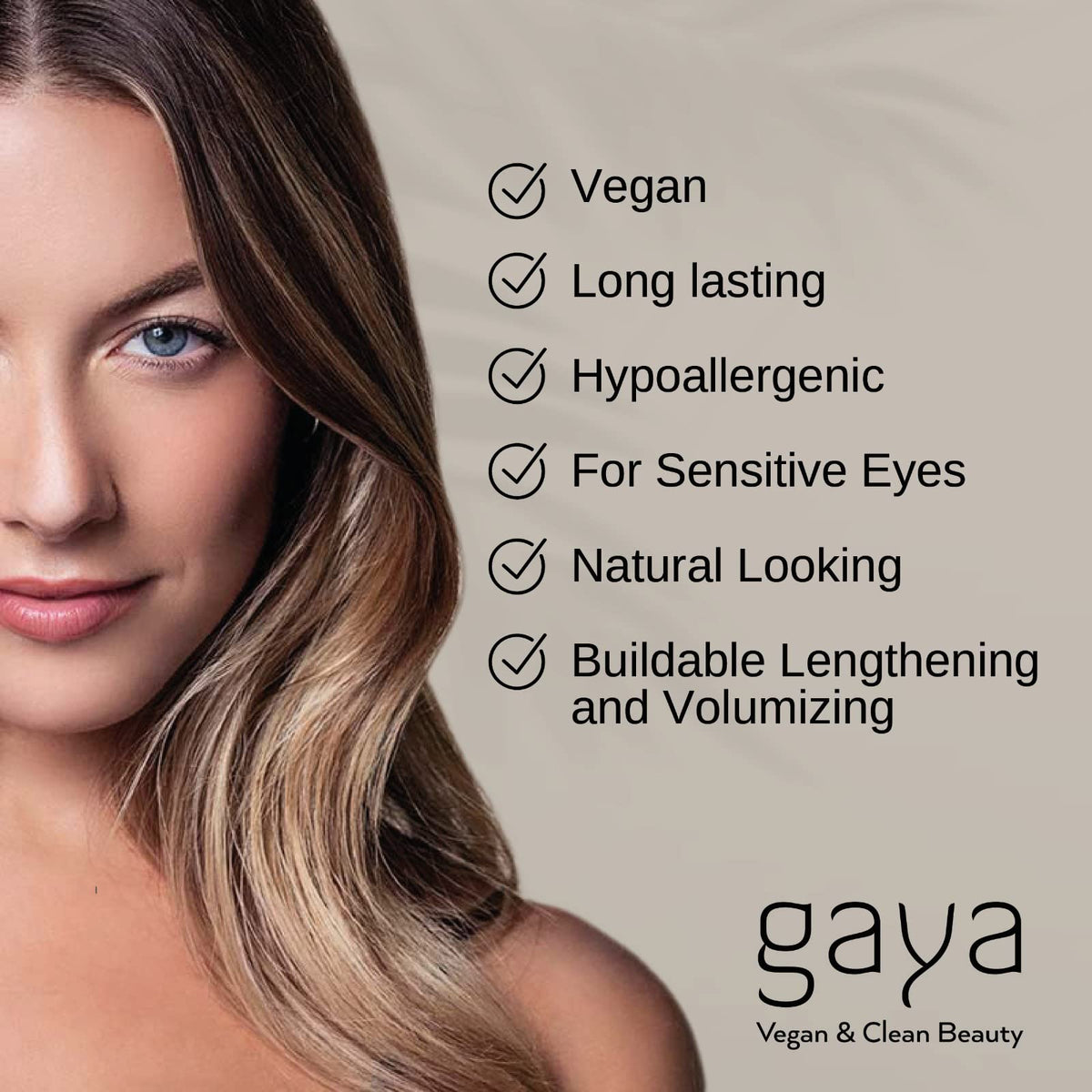 Gaya Cosmetics mascara texture swab on paper showcasing ultra-black pigment and smooth finish
