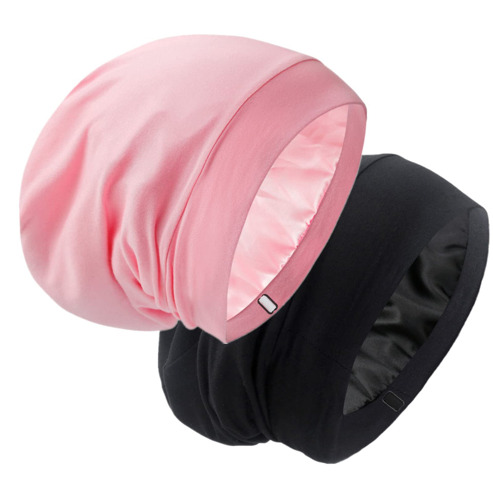 GB Selected front view of black and pink bonnet showing full coverage benefit