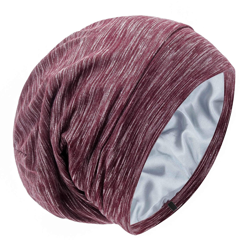 GB Selected front view of heather burgundy bonnet showing style and fit benefit