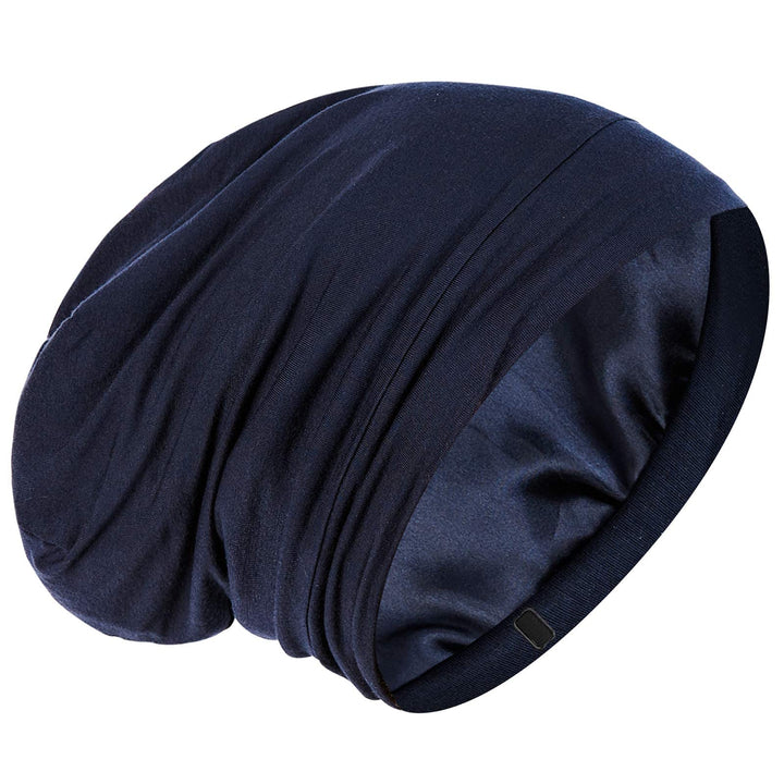 GB Selected navy bonnet front view showing fit and coverage benefit
