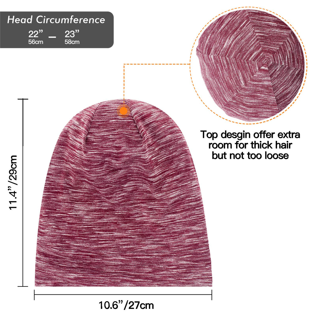 GB Selected slouchy beanie worn on model offering full-cover hair protection