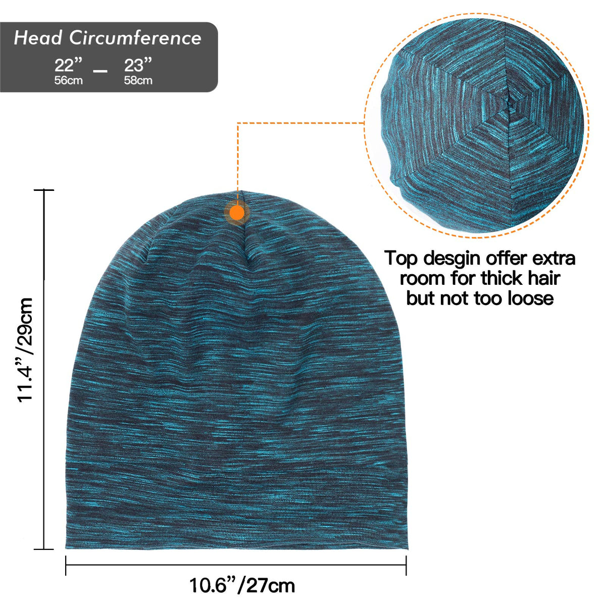 GB Selected slouchy beanie worn by model showing volume-friendly protection