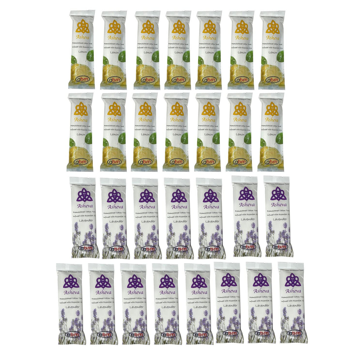 GBM Asheva front packaging showing scent options and sealed pouch benefit