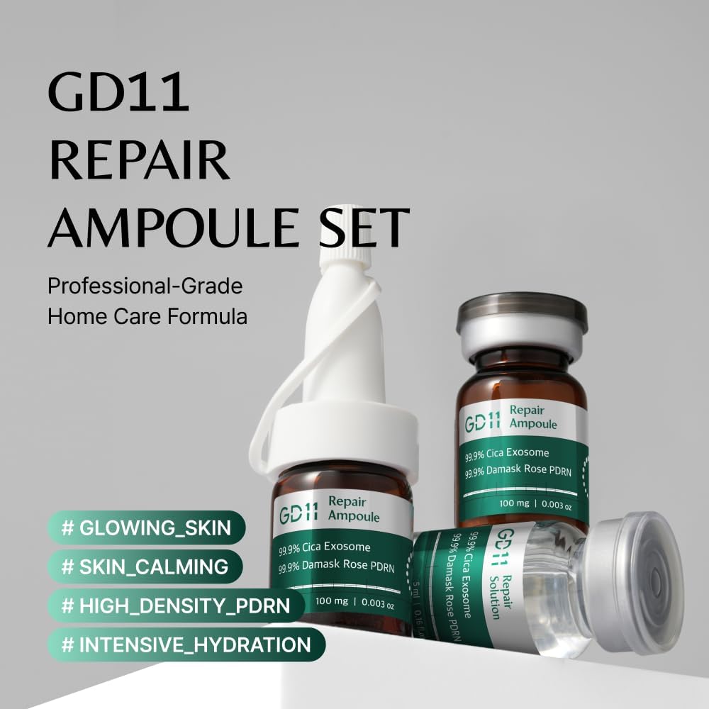 GD11 ampoule mid-mix with activator pouring into powder vial demonstrating fresh preparation