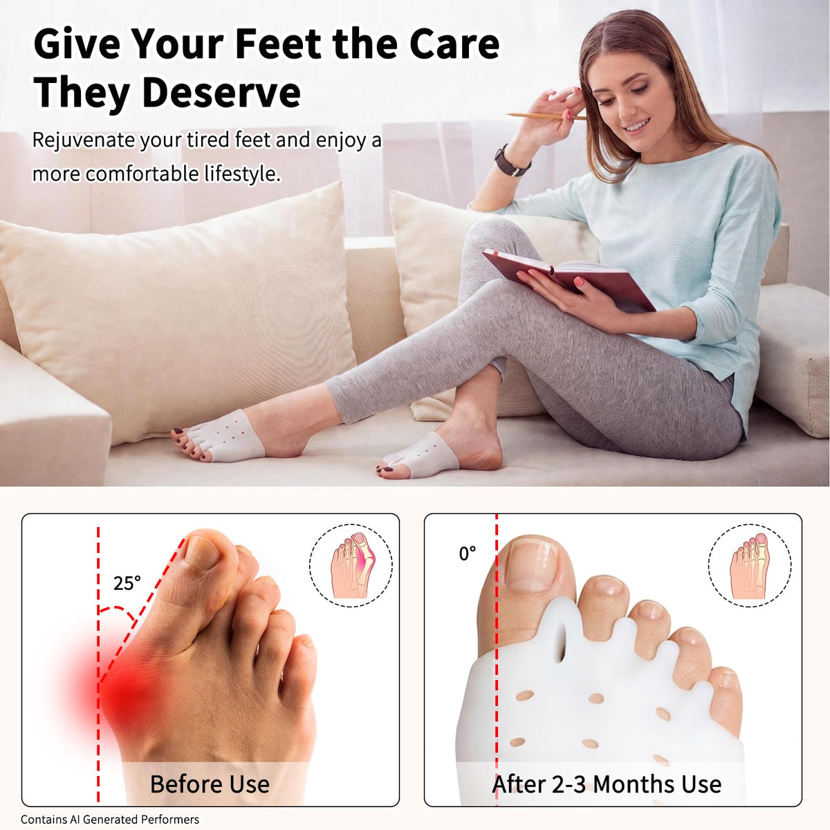 GDJUQZ worn on toes during yoga pose showing alignment support and stable movement