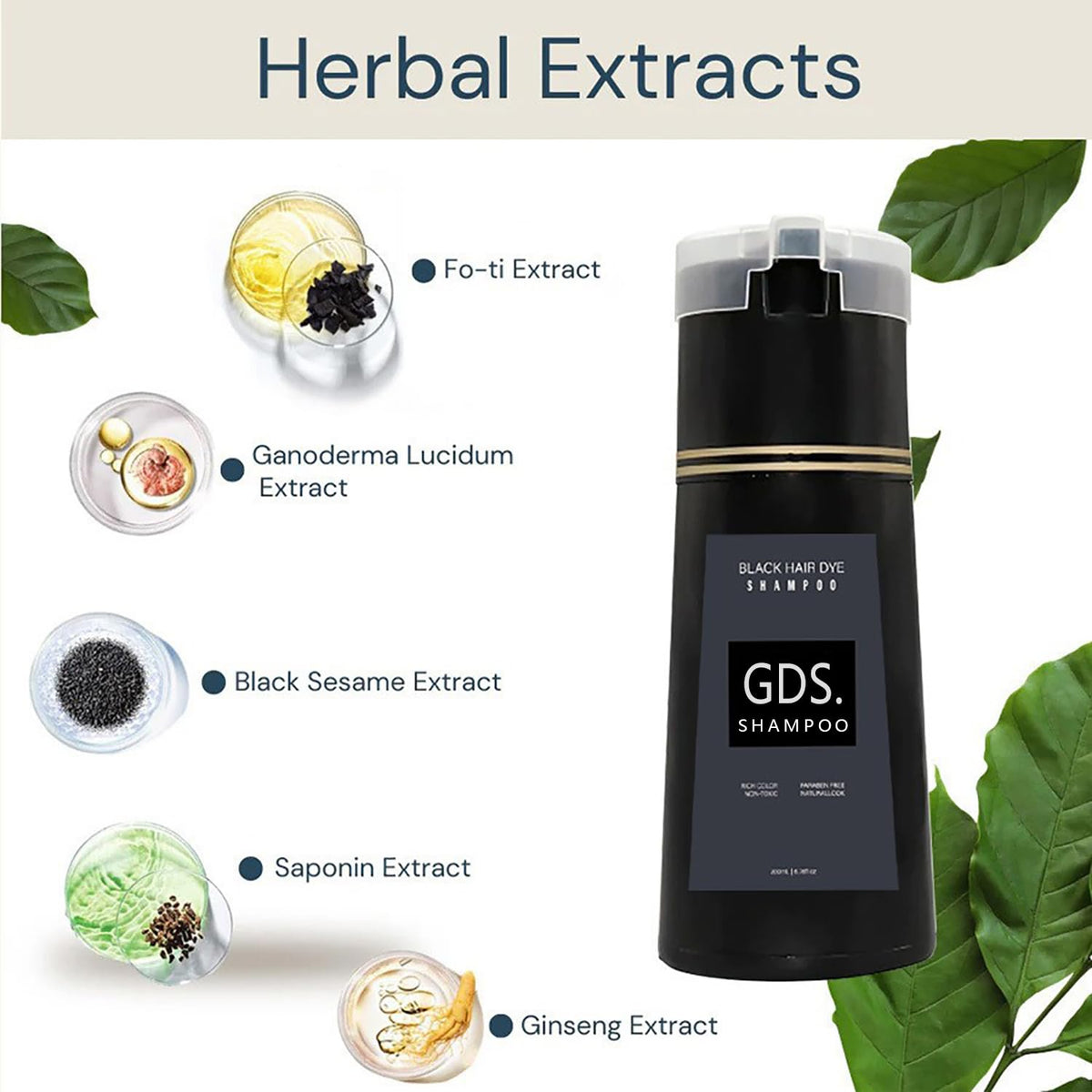 Gds Shampoo held in hand to show 6.76 fl oz scale and portability