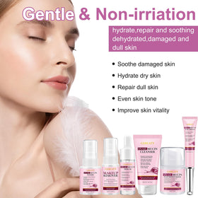 GEBEATY toner pouring from bottle showing quick-absorbing hydrating benefit