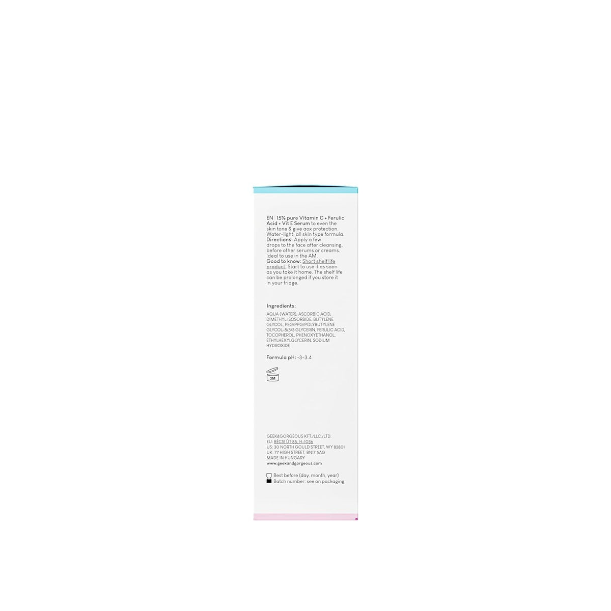 Geek & Gorgeous serum texture closeup showing water-like absorption benefit