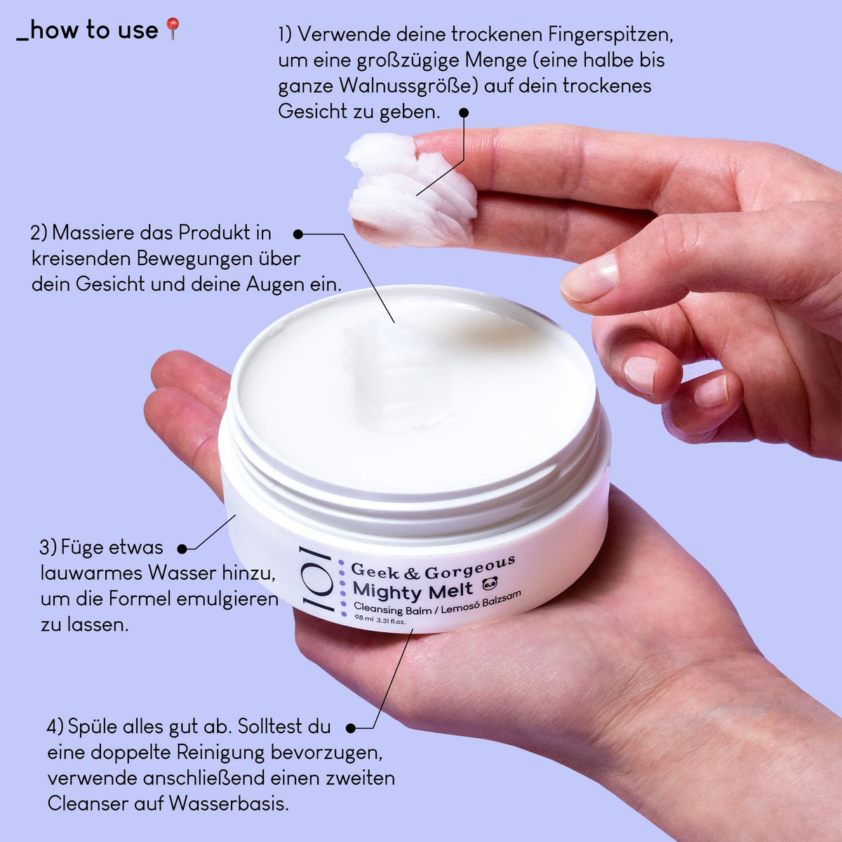 Geek & Gorgeous emulsified milky texture in bowl, demonstrates easy rinsing benefit