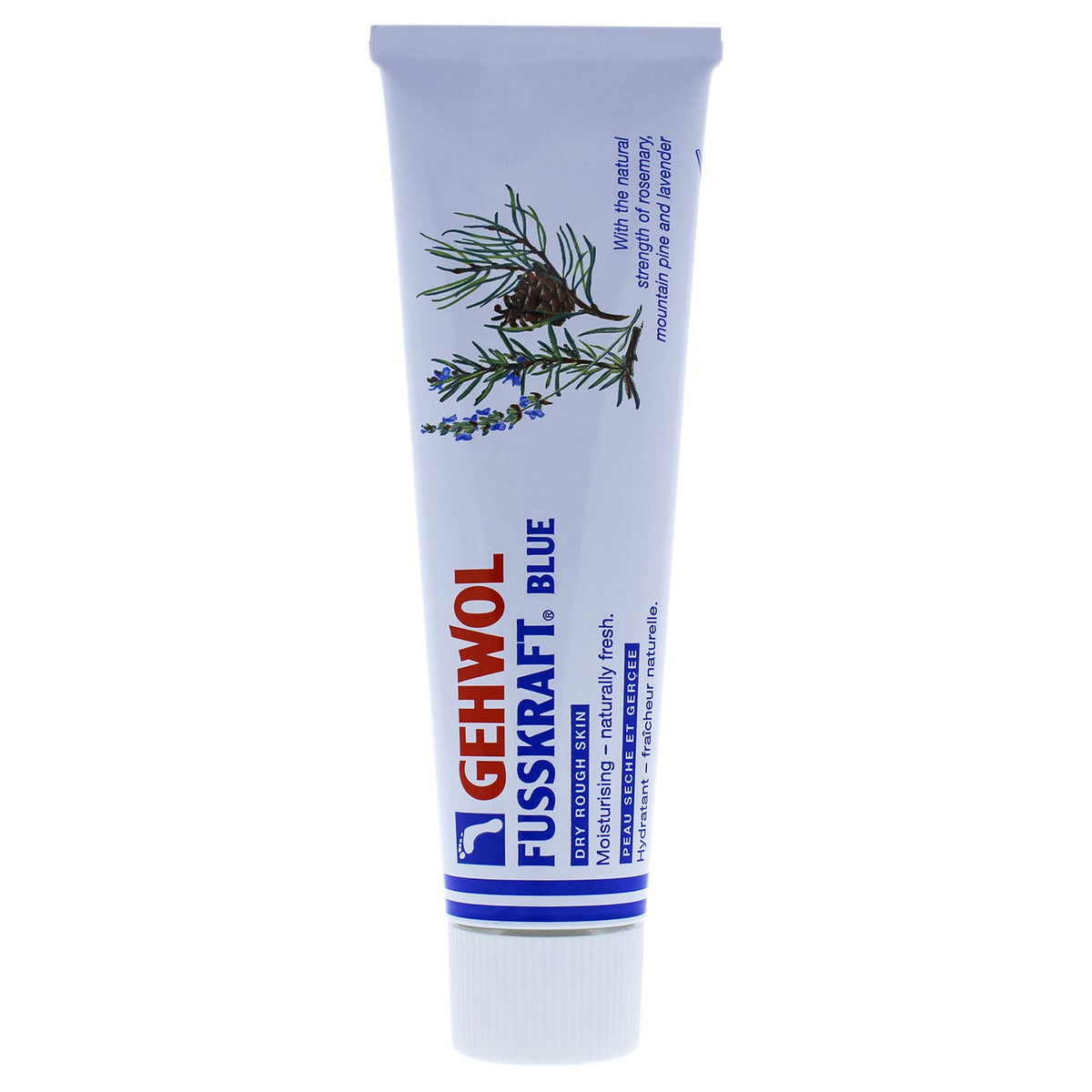 GEHWOL Fusskraft Blue cream texture close-up highlighting moisturizing finish