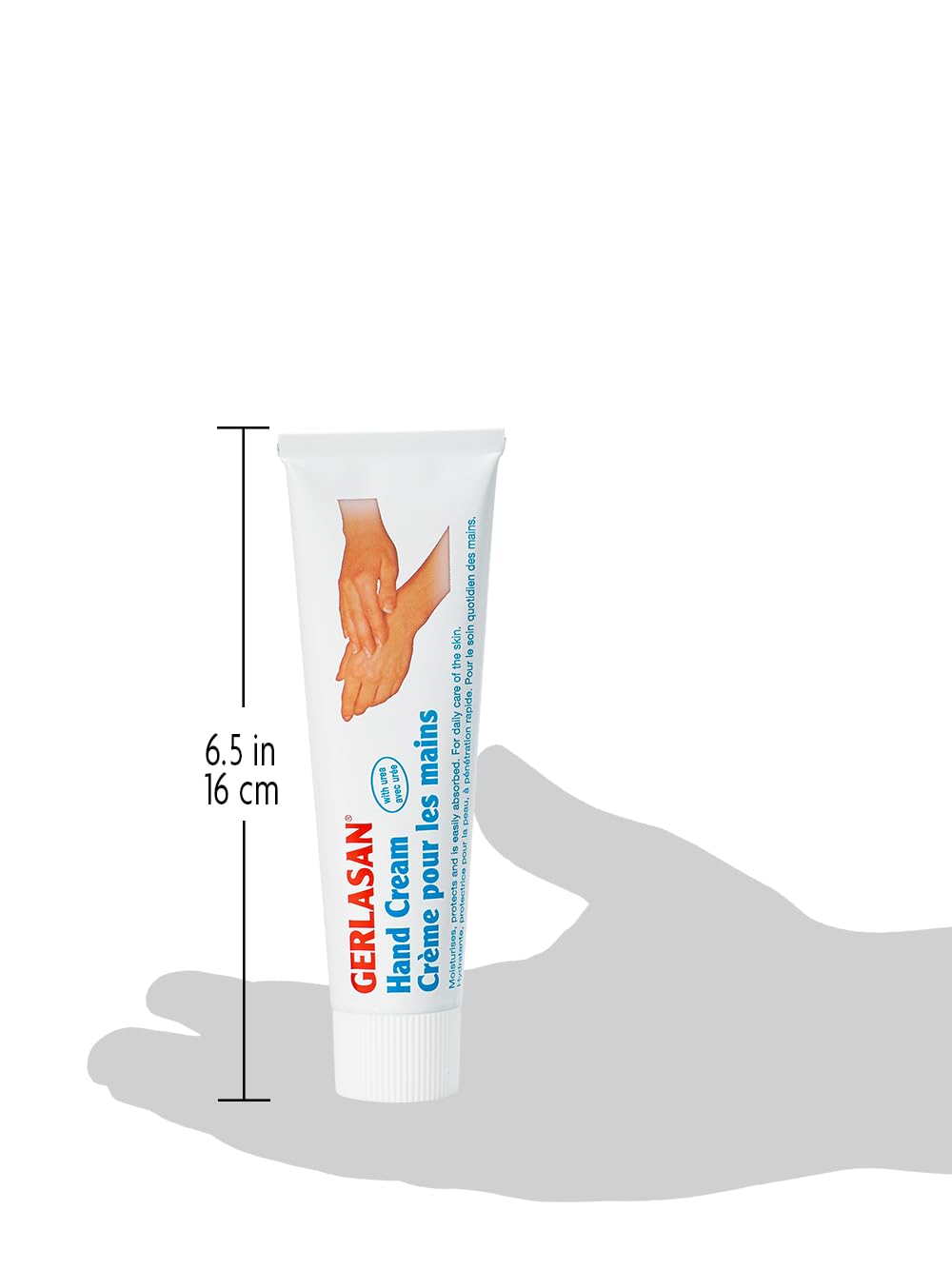 GEHWOL hand cream size comparison tube beside everyday objects for scale