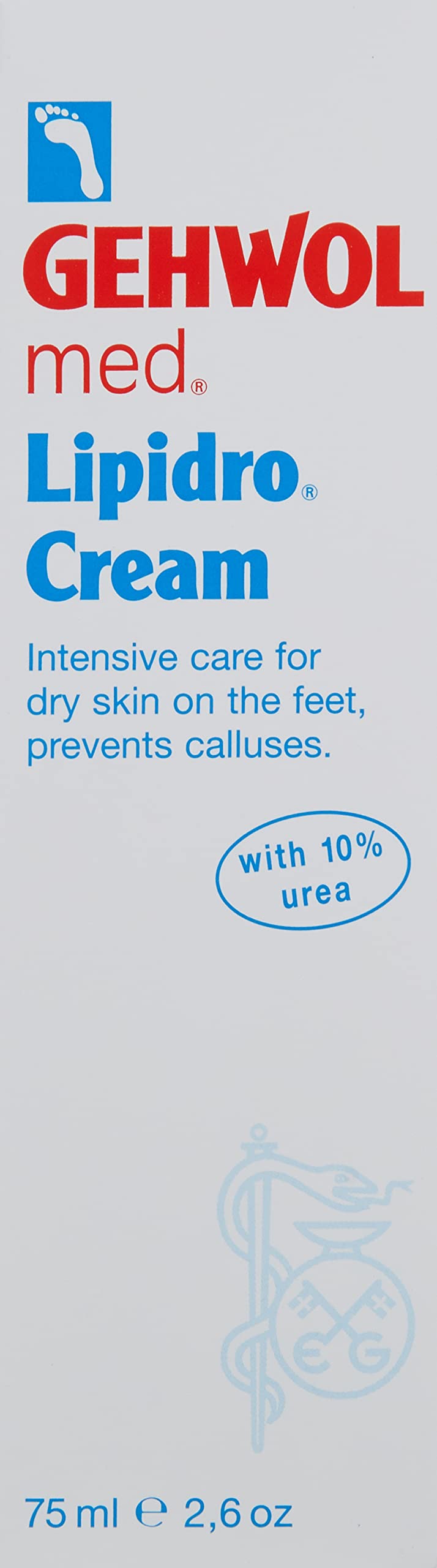 GEHWOL Lipidro cream tube front view showing packaging and clear labeling benefit: targeted foot repair