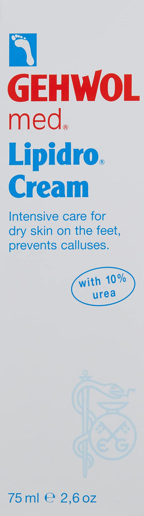 GEHWOL Lipidro cream tube front view showing packaging and clear labeling benefit: targeted foot repair