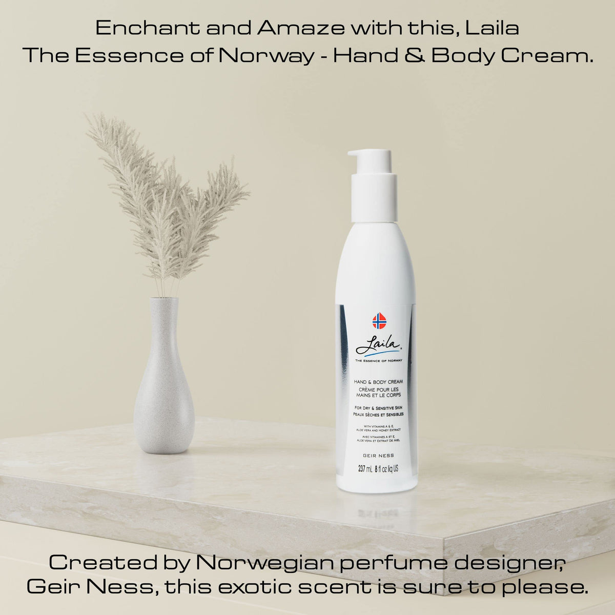 Geir Ness with soft props evoking the long-lasting clean fragrance benefit