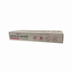 Geisha White size comparison showing three 65g bars next to a hand to illustrate compact travel-friendly quantity