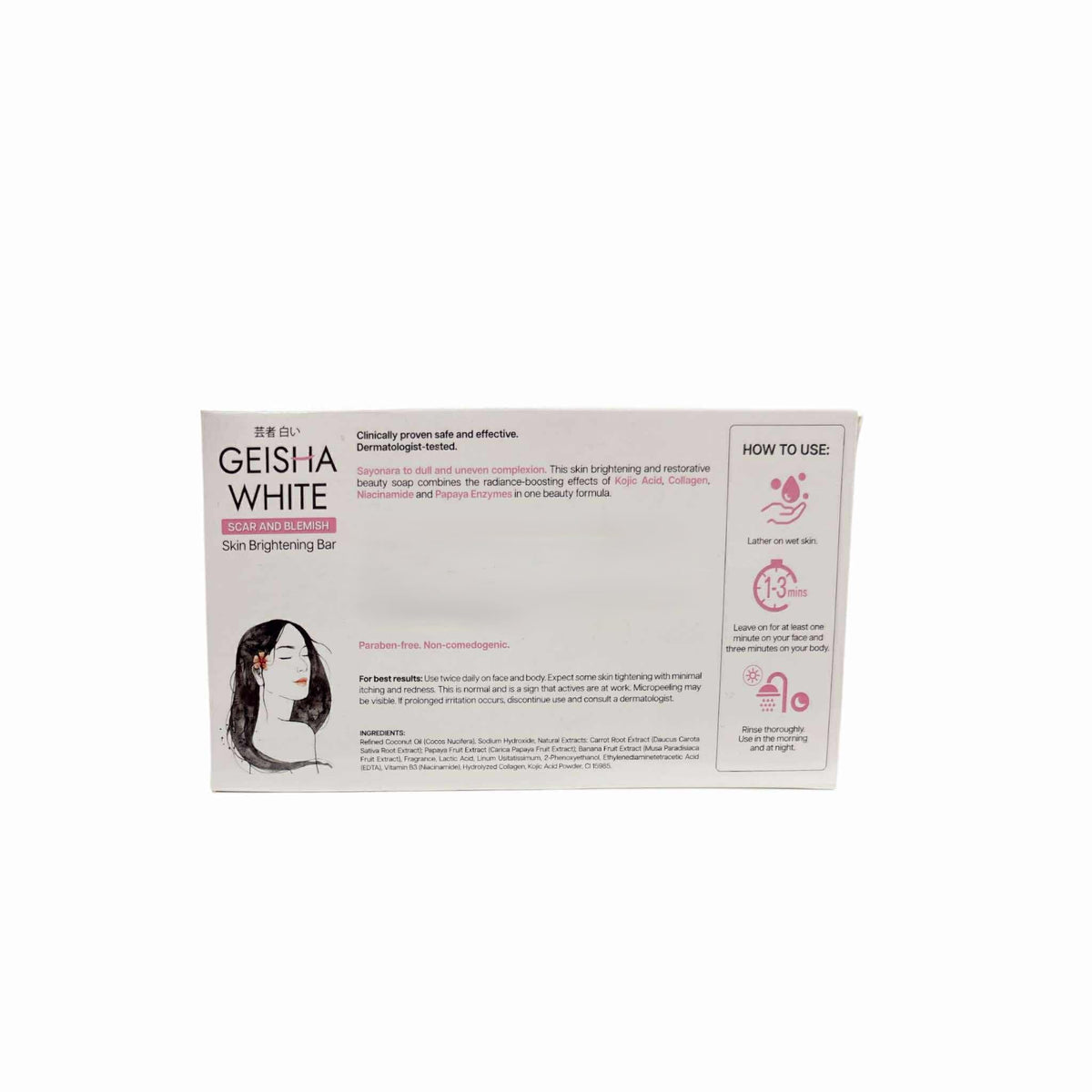 Geisha White soap close-up texture highlighting smooth surface and visible creaminess for gentle exfoliation benefit