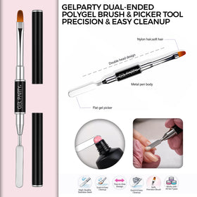 GEL PARTY poly gel brush detail showing shape and stiffness for smooth sculpting