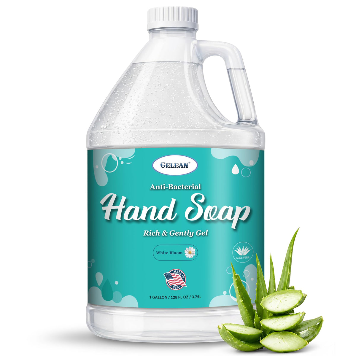 GELEAN front packaging of 128 oz jug showing product and scent benefit