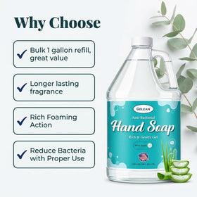 GELEAN gallon compared to small bottle showing long-lasting bulk benefit