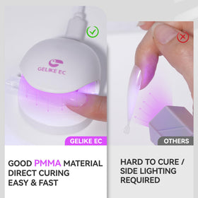 gelike ec clear pmma texture showing translucency for even curing