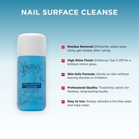 Gelish close-up of wipe soaked with cleanser showing residue removal benefit