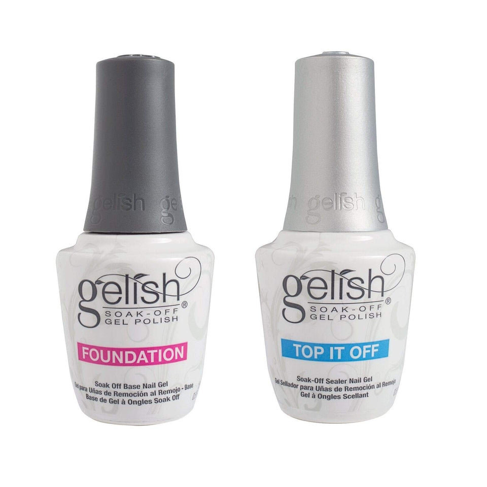 Gelish front packaging showing foundation and top sealer, for long-lasting shine