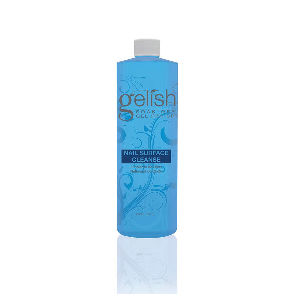 Gelish front packaging 16 oz bottle showing product label and purpose
