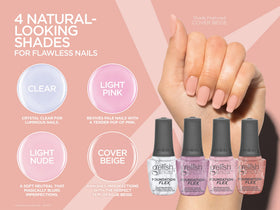Gelish in-use application on nail brush creating even coverage, shows easy shaping benefit