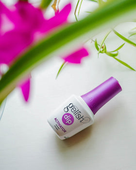 Gelish Basix Kit used in a home manicure setting for convenient professional results benefit