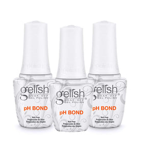 Gelish pH Bond front packaging showing three bottles and product branding for reliable prep