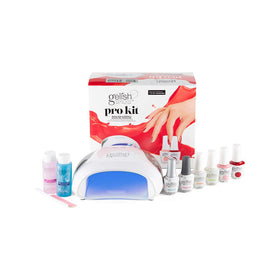 Gelish pro kit front packaging showing lamp and polish for complete system