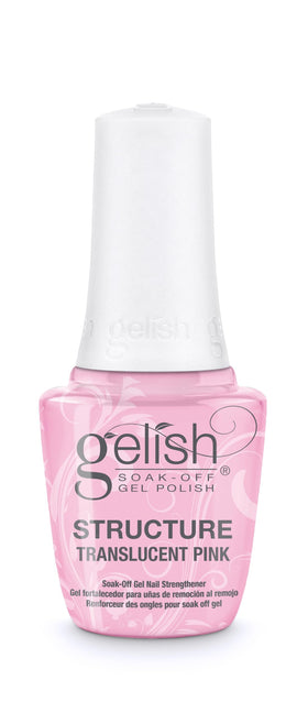 Gelish translucent pink bottle front view showing product and branding for consistent results
