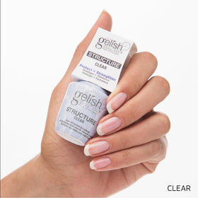 Gelish clear gel texture close-up, thick viscosity for reinforcement benefit