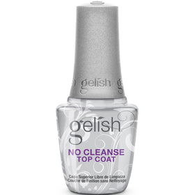 Gelish high-gloss top coat bottle front view showing brand and professional finish