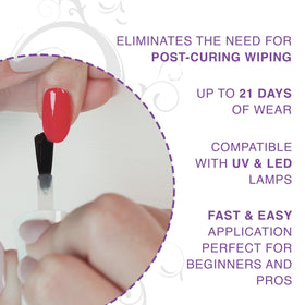 Gelish manicured hands with glossy nails showing long-lasting polished look benefit
