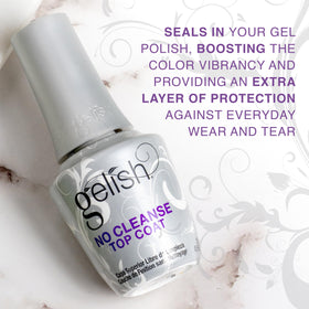 Gelish product label close-up showing formula details and professional-grade benefit