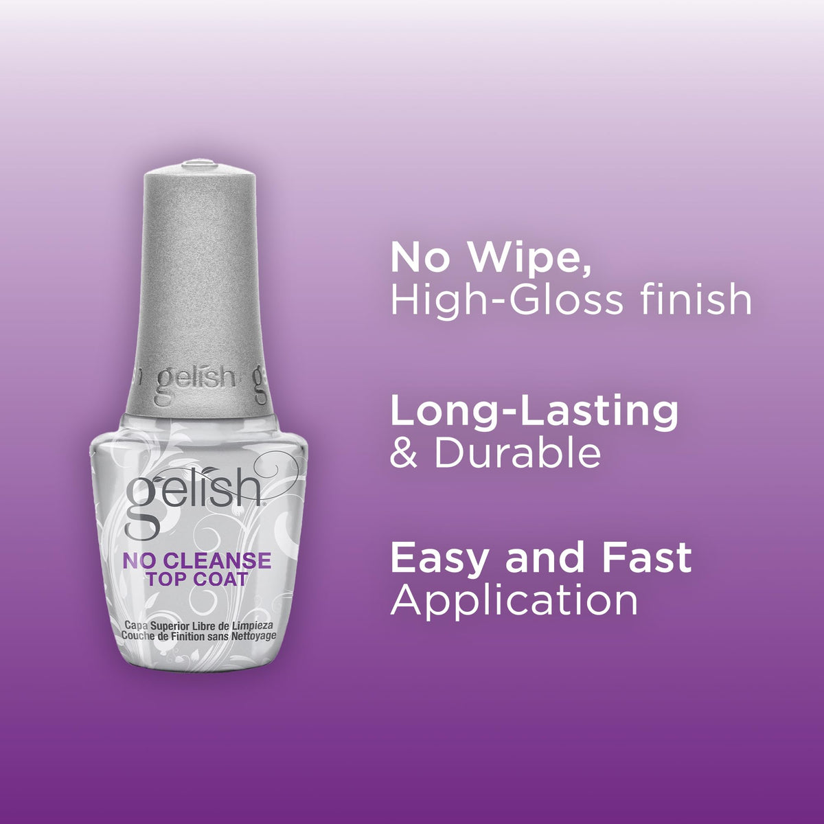 Gelish gloss texture swatch highlighting deep shine and chip resistance benefit