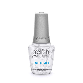 Gelish bottle front showing label and high-gloss benefit