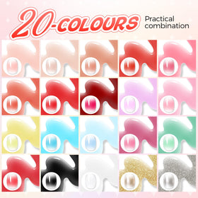 gellaktik color pots arranged to display the 20 vibrant ombre shades