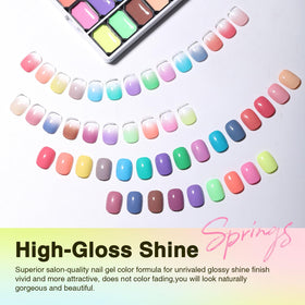 GELLAKTIK finished ombre manicure showcasing blended colors and professional-looking glossy finish