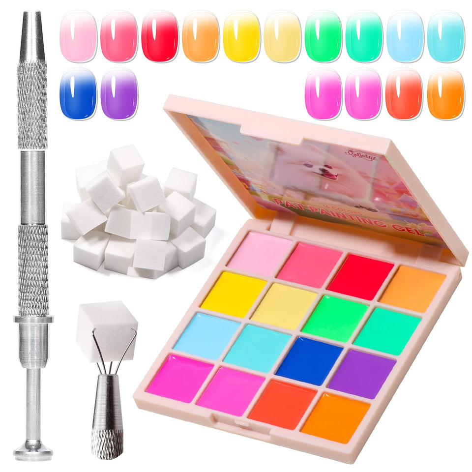 GELLAKTIK front packaging showing 16 ombre gel jars and box, versatile palette benefit