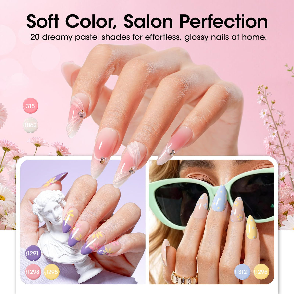 GELLEN base and top coats close-up demonstrating glossy finish