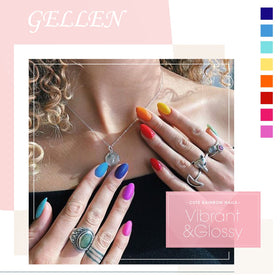 GELLEN base and top coat bottles close-up emphasizing adhesion and glossy seal
