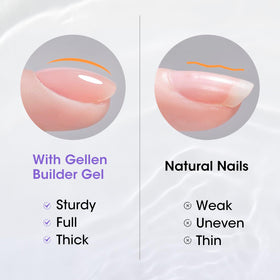 GELLEN clear gel texture close-up emphasizing smooth self-leveling benefit
