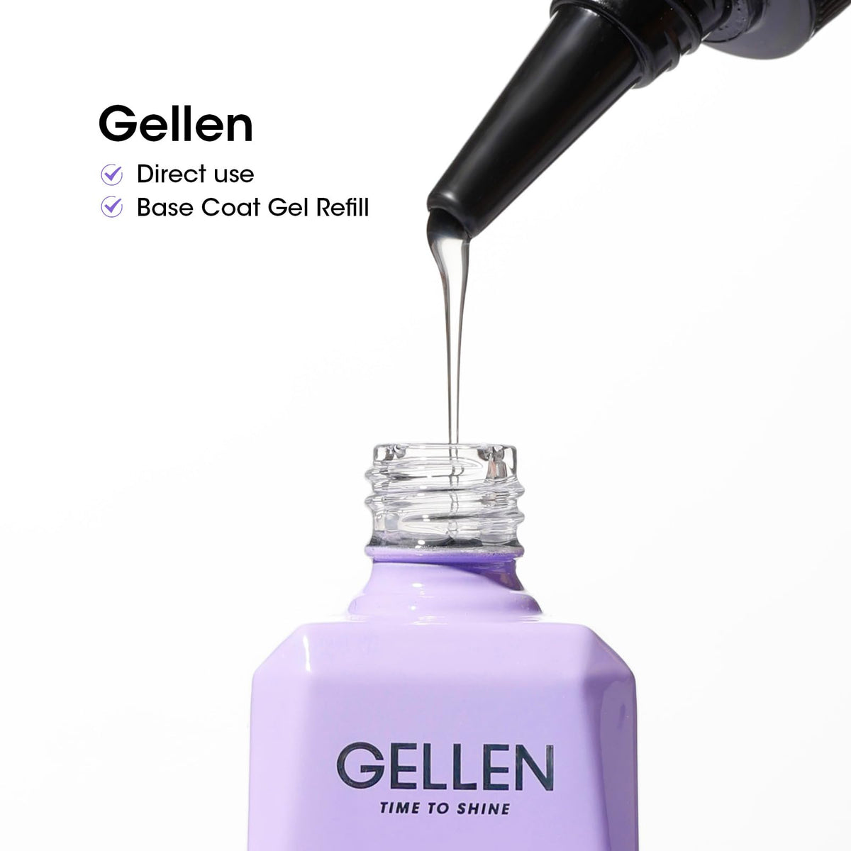 GELLEN cured nail closeup demonstrating glossy durable finish advantage
