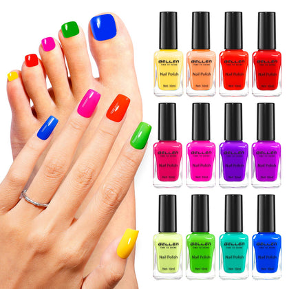 GELLEN front packaging showing 12 neon colors and kit benefits
