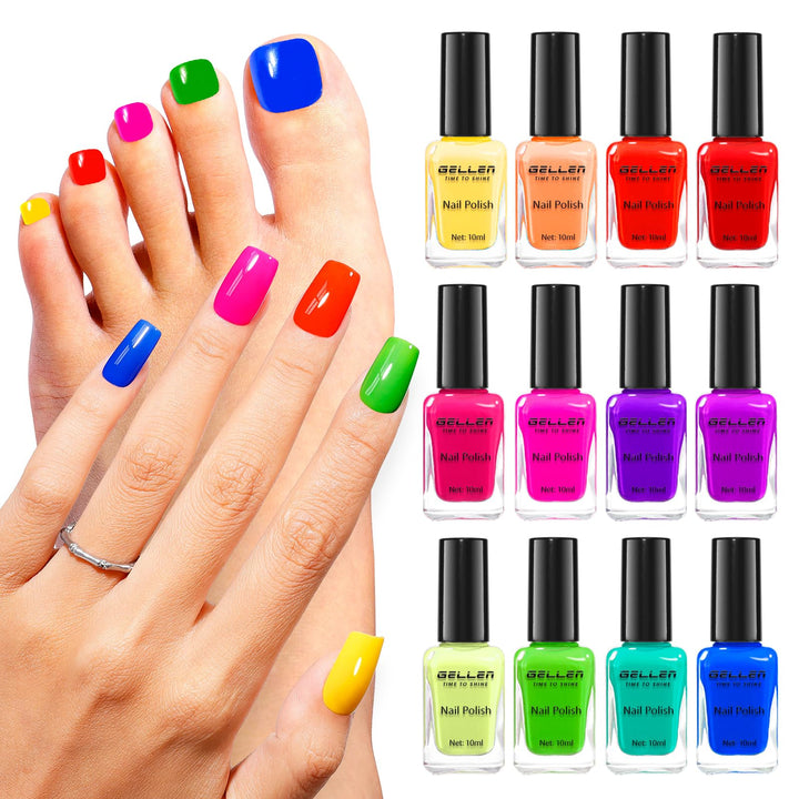 GELLEN front packaging showing 12 neon colors and kit benefits