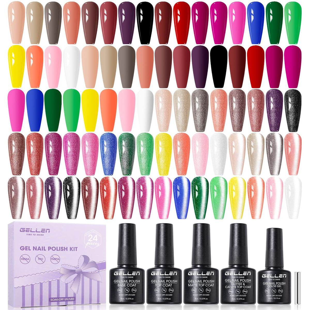 GELLEN front packaging showing full 24-piece kit and neat presentation benefit
